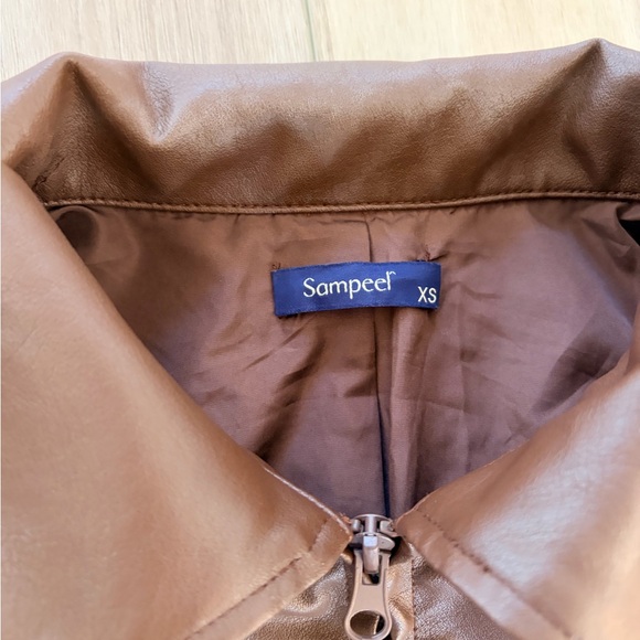 SAMPEEL Vegan Leather Jacket Women Faux Oversized Motorcycle Bomber Coats - Picture 4 of 6